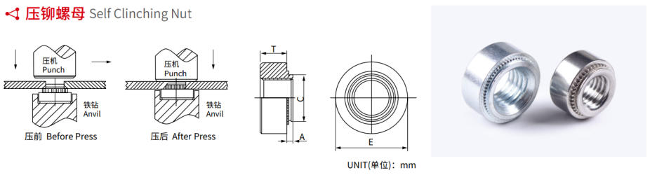 Self Clinching Nut Dimensional Diagram
